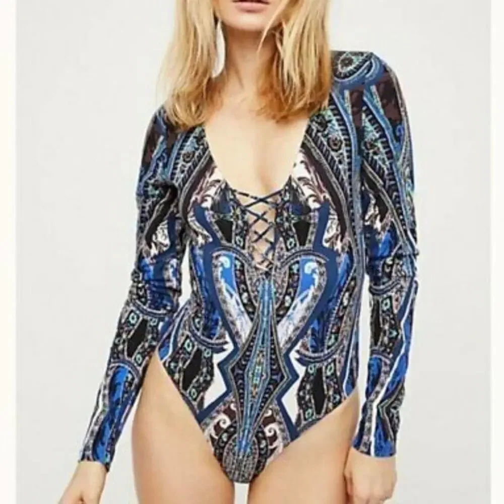 FREE‎ People Pick a Place Lace Up Bodysuit size small new
